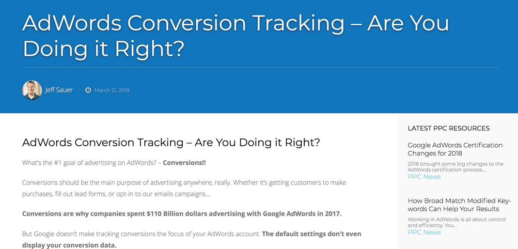 conversion tracking in AdWrods